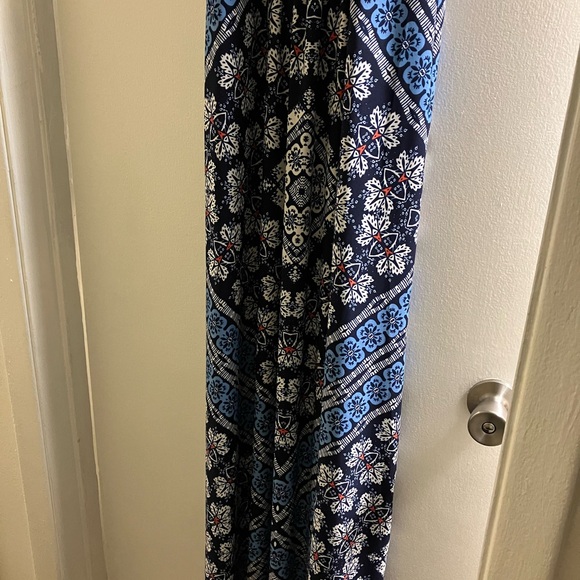 London Style Collection Blue and White Halter Dress size 14 NWT Maxi Length - Picture 3 of 10